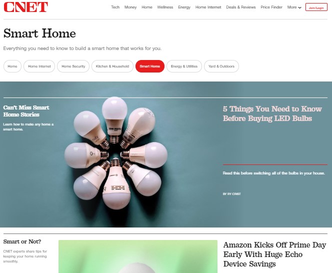 CNET Smart Home homepage